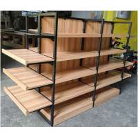 High strength durable heavy-duty metal and wooden display shelf, island display shelf,  gondolas shelf